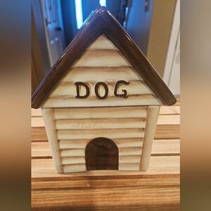 Ceramic Dog House Treat Jar - Brown and Cream